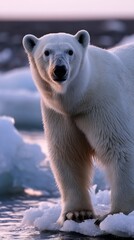 Wall Mural - arctic polar bear on ice floes