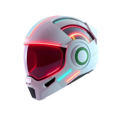 Poster - Futuristic Helmet Design With Glowing Neon, A Cutting-edge Headgear Concept. Hi-tech Protective Gear, Perfect For Gaming Enthusiasts And Tech-savvy Individuals. Sleek Design. Innovation.