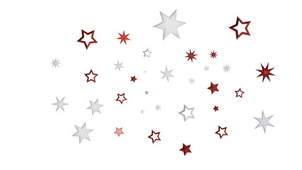 Poster - Abstract image of red and white stars on a black background. The stars are arranged in a cluster, creating a festive and celebratory atmosphere. The design is minimal and simple, with high contrast.