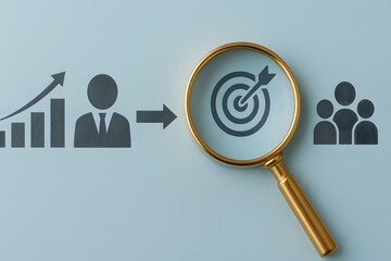 Aufkleber - Business Growth and Target Achievement Concept with Magnifying Glass