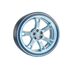 Aufkleber - Futuristic Car Wheel Concept. Glowing Edges Illuminate This Innovative Design. An Automotive Technology Marvel, Perfect For Transportation Projects. Isolated On A Pristine White Background, This Wheel