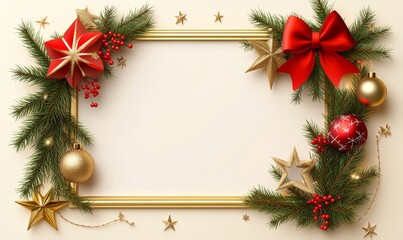 Poster - Transparent photo frames featuring a Christmas collage style are utilized in professional studio photography, serving a creative purpose with a photorealistic Christmas backdrop
