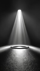 Poster - A beam of light shines down on a circular surface, creating a dramatic effect.