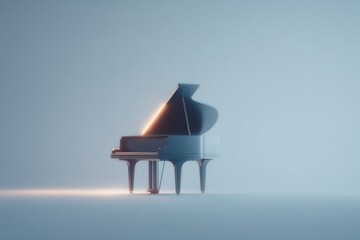 Poster - finely tuned grand piano emits aura of elegant simplicity its closed lid reflecting soft ambient light