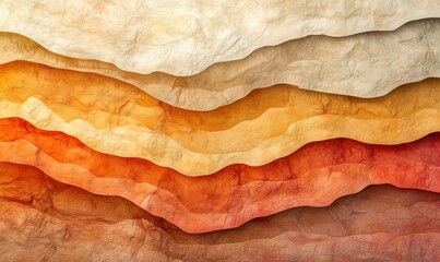 Poster - Abstract layered texture in warm colors of orange, yellow, and cream