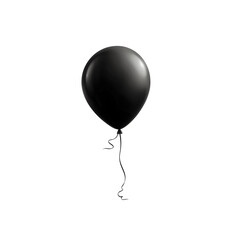 Poster - a single black balloon elegantly floating in a minimalist empty white space creating a simple yet st