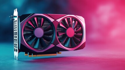 Poster - GPU Temperature Concept, Futuristic Holographic Display of GPU Technology in Real Time with Vibrant Colors and Dynamic Lighting Effects