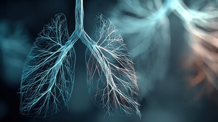 Poster - Close-up View of Human Lungs With Cracks and Smoke Veins Highlighting Respiratory Health Issues