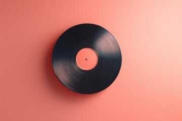 Poster - single vintage vinyl record perfectly centered on smooth solid color background
