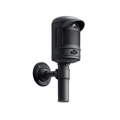 Poster - a compact discreet black security mounted on a wall for indoor surveillance monitoring and protectio