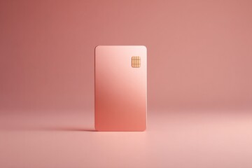 Poster - elegant credit card stands alone poised vertically against smooth solid pastel background