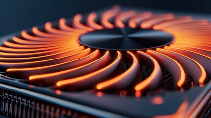 Poster - GPU Temperature Concept, High Performance GPU with Glowing Heat Waves Rising from Standard V2 14x Heat Sink Design