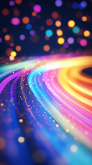 Wall Mural - Blurry rainbow light trail with ambient sparkle bokeh
