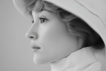 Poster - create minimalistic portrait focused on fashion history capturing individual of any gender age or race with soft blurred