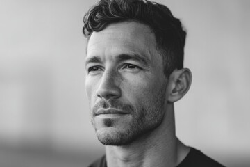 Aufkleber - crossfit athlete portrait standing against blurred background with ample copy space for text or grap