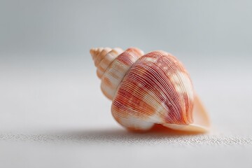 Poster - focus on single seashell isolated on pristine white background with ample copy space