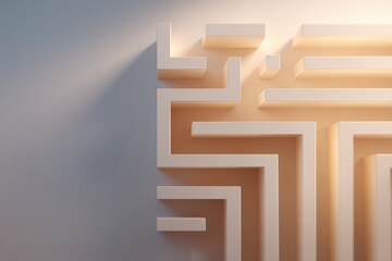 Poster - image of minimalistic maze pattern on clean background
