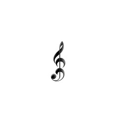 Poster - Minimalist black musical treble clef symbol or note icon set against a plain white background with ample copy space