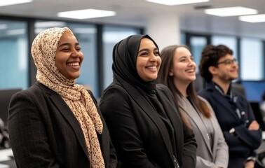 Poster - Don't you wish you could be part of this team, as seen in the cropped portrait of diverse businesspeople standing together after a successful office discussion