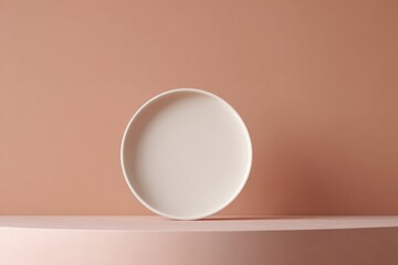 Poster - minimalistic empty food podium viewed from above 70 ample copy space on clean solid-colored backdrop