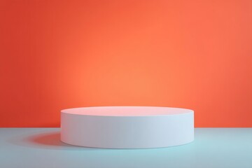 Poster - minimalistic empty podium with vibrant color background in studio light perfect for showcasing cosmetics