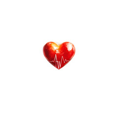 Poster - An abstract depicting a red heart symbol with a pulsing heartbeat line representing the vital role of medical care and technology in maintaining health and wellness