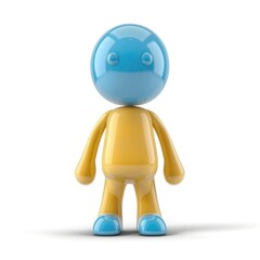 Poster - A stylized, cartoonish figure with a light blue head and a golden yellow body.