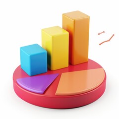 Poster - Colorful bar and pie chart illustrating growth and distribution.