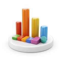 Poster - Colorful bar graph illustration on a white pedestal.
