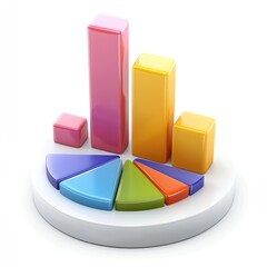 Poster - Colorful bar and pie chart graphic illustrating data comparison.
