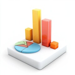 Poster - Colorful bar graph and pie chart graphic illustration.