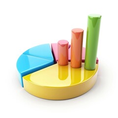 Poster - Colorful pie chart and bar graph illustrating growth.