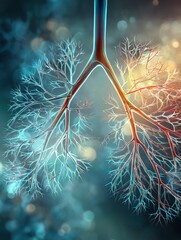 Poster - Close-up View of Lungs Showing Cracks and Smoke Veins in Detailed Medical Visualization