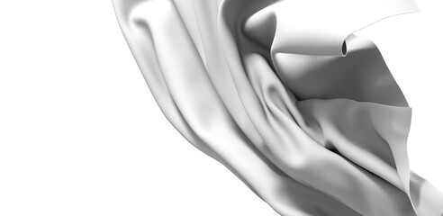 Aufkleber - Close-up of a white fabric drape, showcasing its texture and folds. The fabric is illuminated by a soft, white light, creating a dramatic contrast against the dark background.