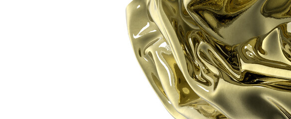 Aufkleber - Golden fabric folds and drapes in a luxurious display