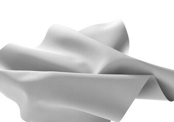 Aufkleber - Close-up of a white fabric drape, showcasing its texture and folds. The fabric is illuminated by a soft, white light, creating a dramatic contrast against the dark background.