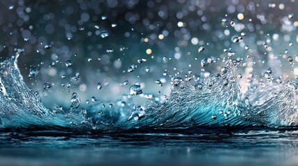 Aufkleber - Dynamic Close-Up of a Water Splash Frozen Mid-Air Showcasing Intricate Details and Sparkling Shine