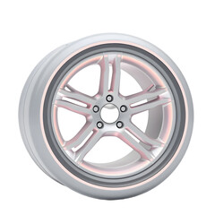 Aufkleber - Futuristic Car Wheel, Modern Design, Glowing Edges, 3d Rendering. Isolated Car Part On White. A Sleek, Contemporary Transportation Element For Design Projects. Car Innovation Concept.