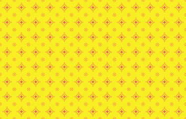 Poster - Golden pixelated mosaic diamond lattice with floral accents