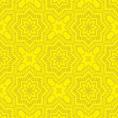 Poster - Golden yellow kaleidoscopelike floral pattern on bright background