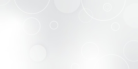 Leinwandbilder - Abstract background with circle white abstract geometric background with soft light white paper circles in design .Gray abstract. Modern design background for report and project presentation template.