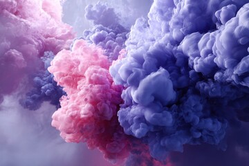 Poster - An abstract illustration featuring vibrant pink and purple clouds swirling and merging, creating a dreamy and ethereal visual experience, perfect for backgrounds and wallpapers.