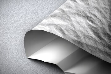 Poster - An abstract image of a sheet of paper peeling away, revealing a smooth surface beneath, creating a sense of unveiling, with a play of light and shadow.