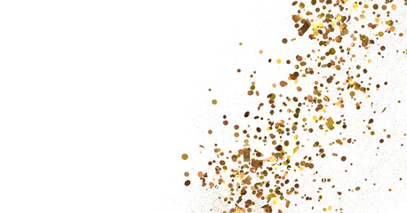 Poster - Joyful Deluge: Brilliant 3D Illustration Showcasing an Overflow of gold Confetti