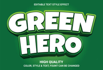 Leinwandbilder - editable green hero text effect with bold comic style on green background for poster or title design	