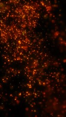 Poster - glowing fiery particles floating in dark space, creating a vibrant and dynamic abstract scene