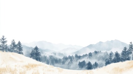 Misty mountain landscape, winter, design