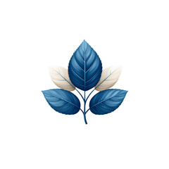 Poster - Minimalist and elegant blue leaf design with delicate white elements creating a serene and calming natural aesthetic