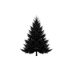 Poster - a simple striking silhouette of a tall evergreen tree against a plain white background creating a se