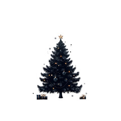 Poster - a serene and elegant christmas tree silhouette against a stark white background creating a minimalis